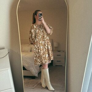 Universal Thread || Mustard and cream floral dress